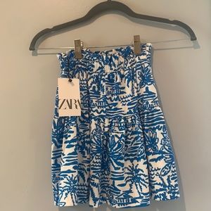 zara toile blue skirt